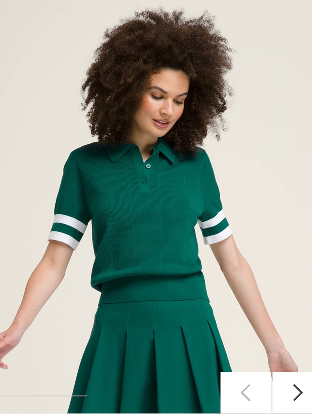 Wilson Knit Tennis / Golf Polo Top in Emerald Green with Contrast Sleeve Stripes